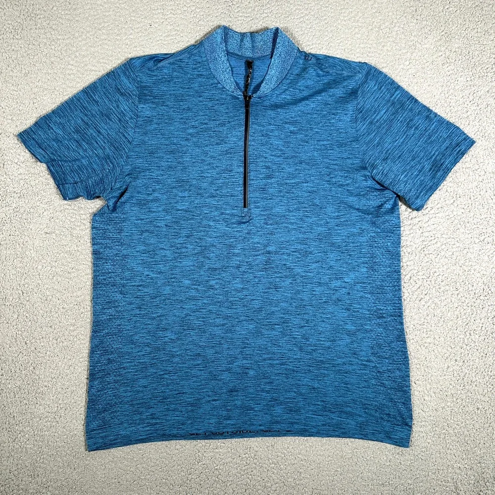Lululemon Shirt‎ Mens XL Blue Metal Vent 1/4 Zip Pullover Running Wicking Logo